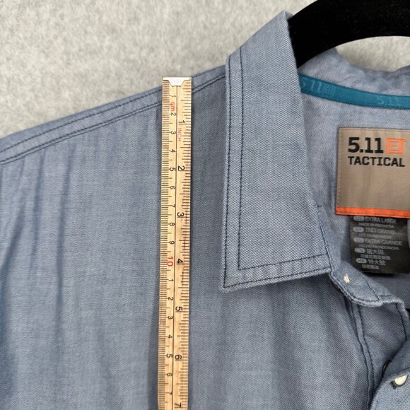 5.11 Tactical Mens Buckshot Chambray Shirt Size XL Blue Snap RAPIDraw Placket - Picture 11 of 13